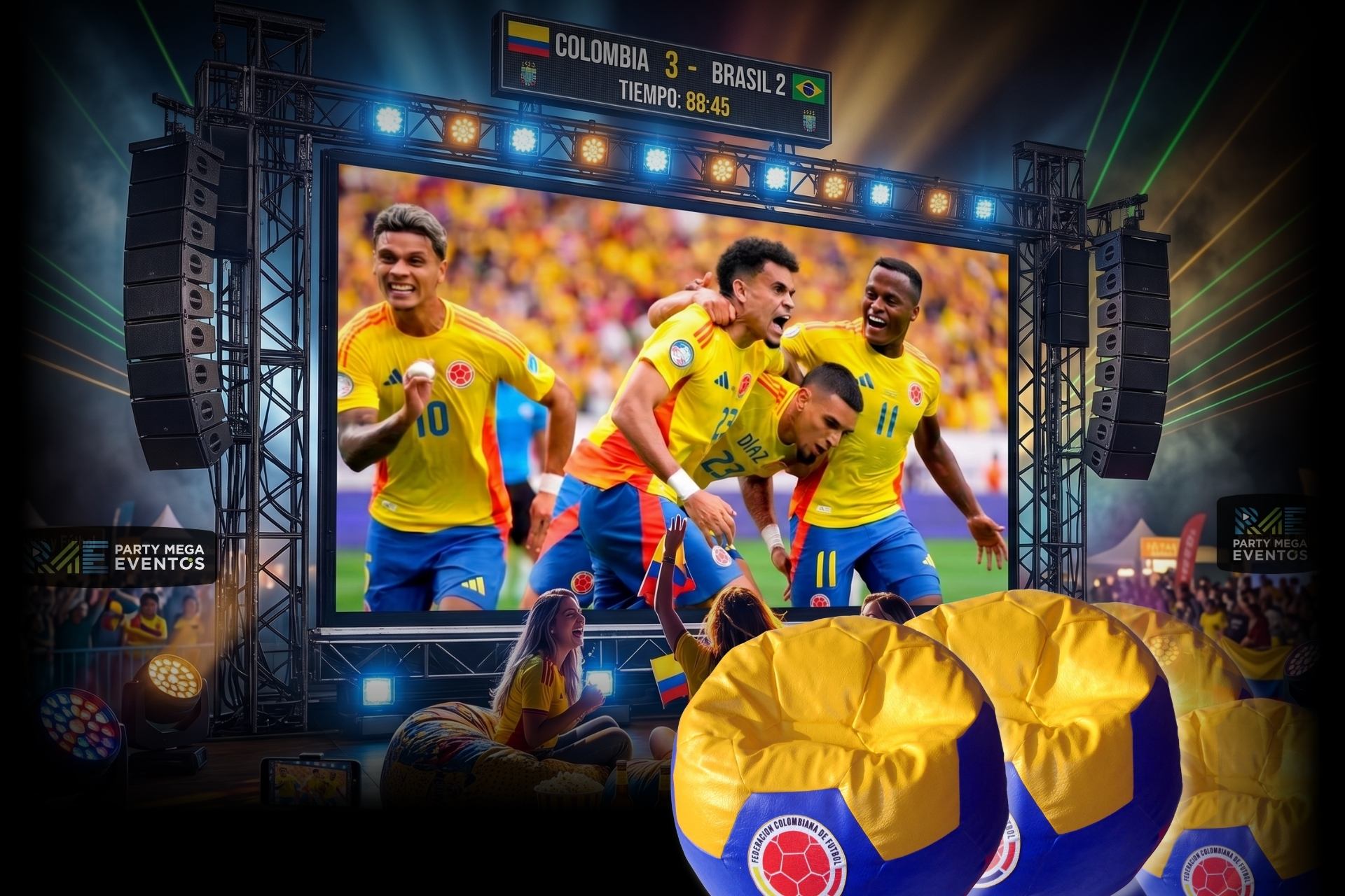 Alquiler y venta de puffs lounge para el Mundial 2026 en Colombia
